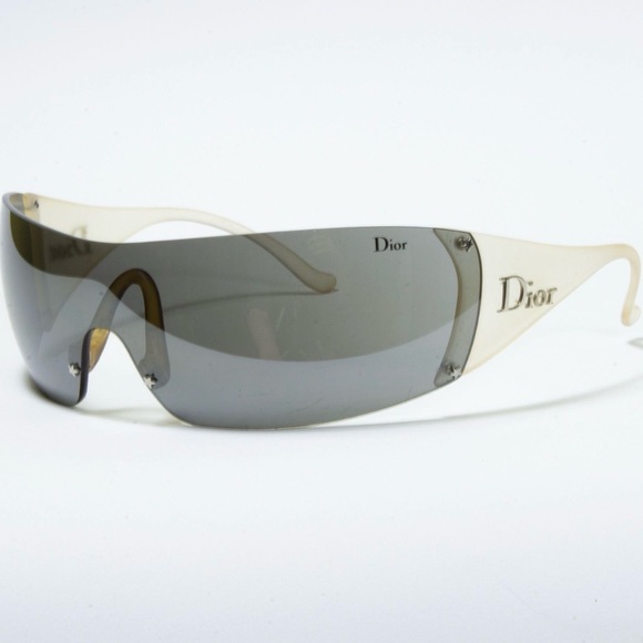 Auth RARE DIOR SKI 5 VA2 Shield Sunglass SET Case sport strap opaque white black